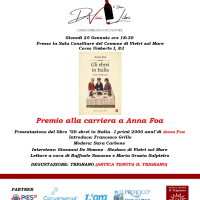 Premio alla Carriera a Anna Foa nell'ambito della 6^ Edizione DiVini Libri Chiacchierata con l'Autore.