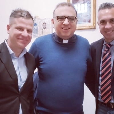 I segretari nazionali del Nuovo Sindacato Carabinieri Toni Megna e Igor Tullio incontrano a Palermo Don Ugo Di Marzo, sacerdote dello Sperone