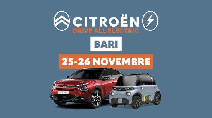 Arriva a Bari la nuova tappa del tour 100% elettrico Citroën per scoprire i vantaggi di  una mobilità a zero emissioni