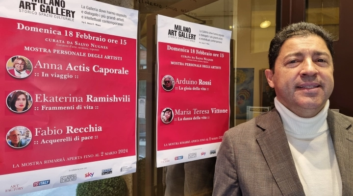 Salvo Nugnes presenta le opere dei talentuosi Actis Caporale, Ramishvili, Recchia, Rossi e Vittone alla storica Milano Art Gallery