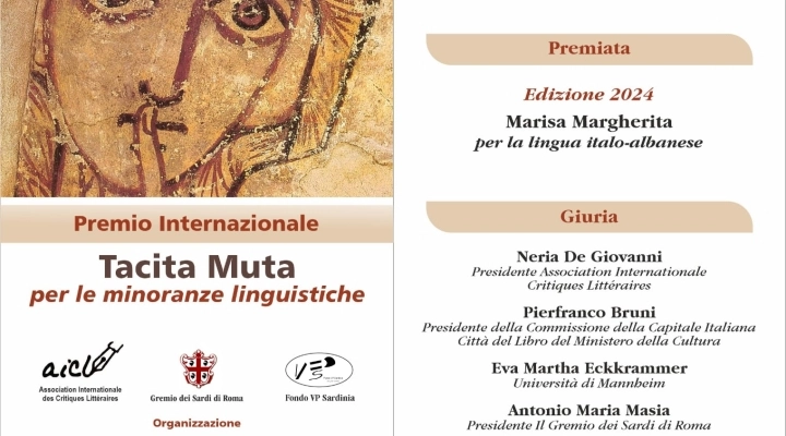 Il Premio internazionale Tacita Muta per la cultura italo-albanese a Marisa Margherita. Sala Spadolini del Ministero della Cultura